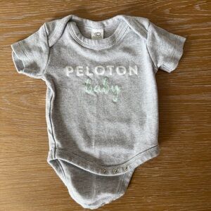Peloton Gray and Mint Baby Onesie